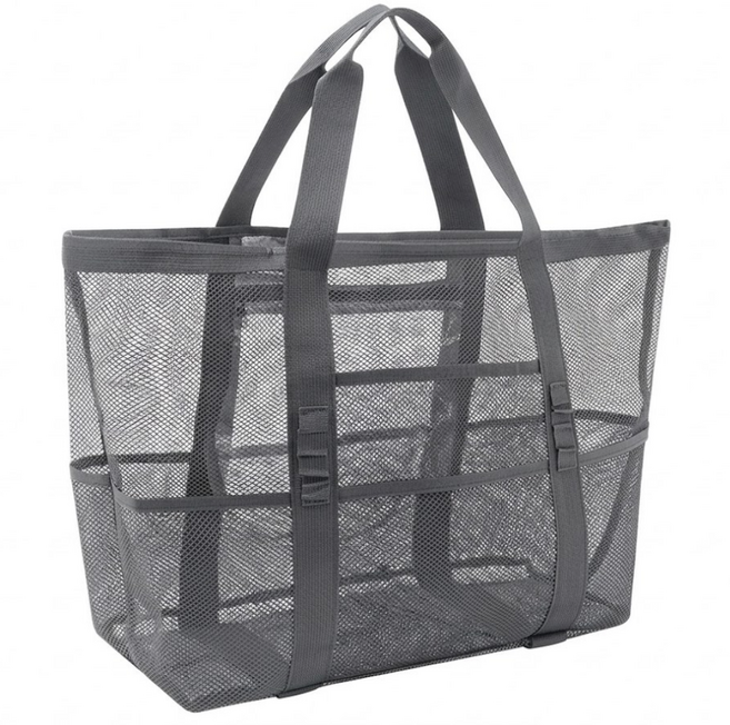 AROK 대형 메쉬 망사 비치백 수영가방 물놀이 가방 캠핑용 다용도 토트백