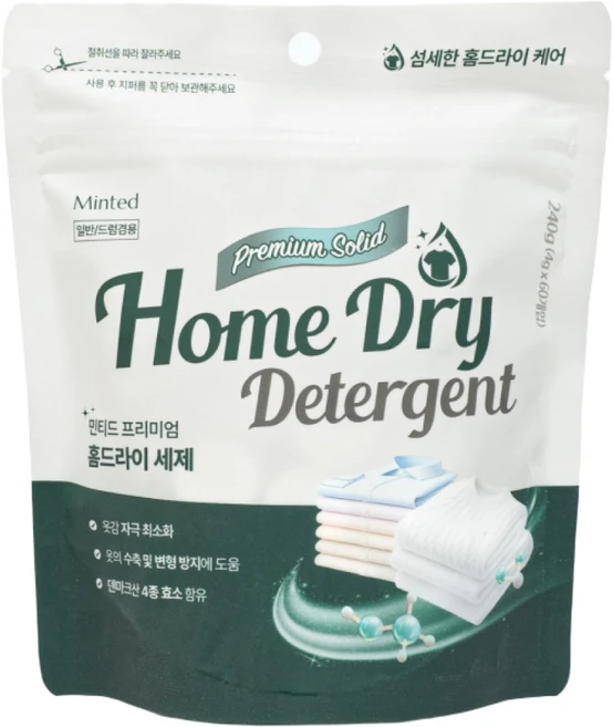 민티드 고체 중성 드라이세제 본품 60p, 240g, 1개 - 쿠팡