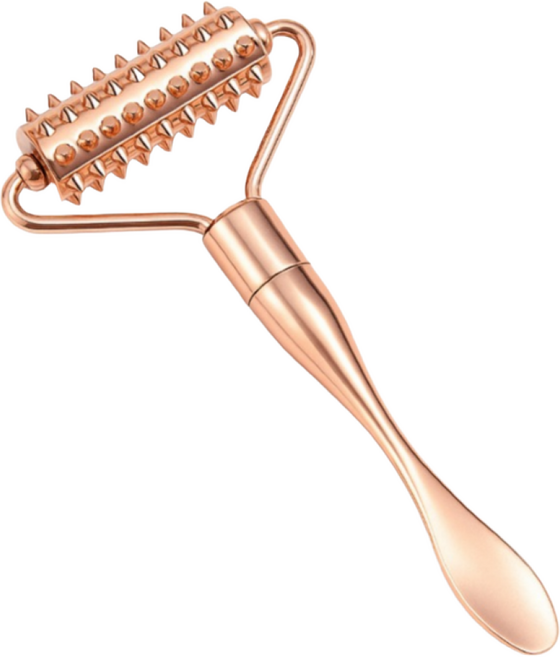 와이오 붓기 완화 홈 케어 얼굴 마사지 페이스 롤러, 1개, 로즈골드
