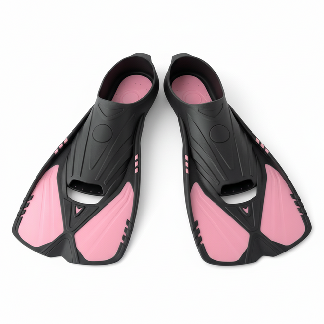 티지피 숏핀 오리발 메쉬백 포함, 핑크