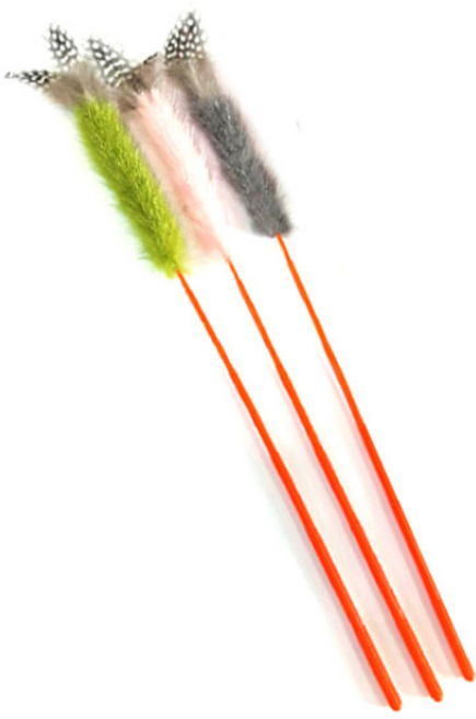 힐링타임 밍크깃털 오뎅꼬치 고양이 장난감, 랜덤 발송, 3개