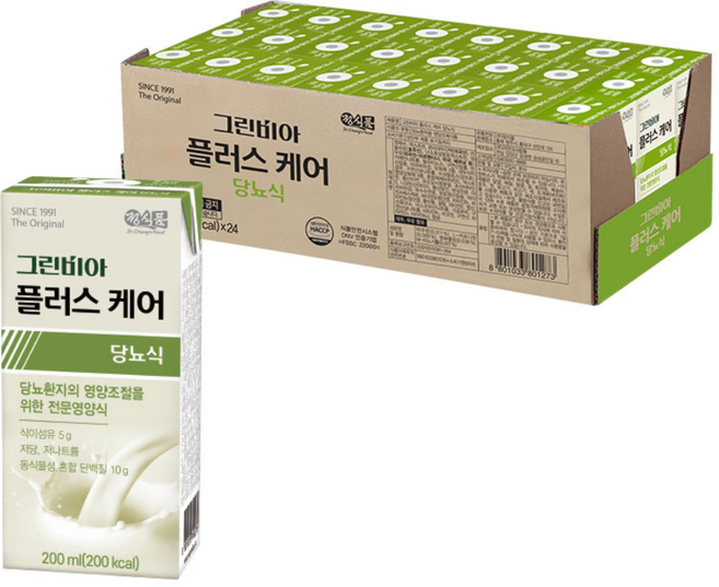 그린비아 플러스케어 당뇨식 전문영양식, 200ml, 24개