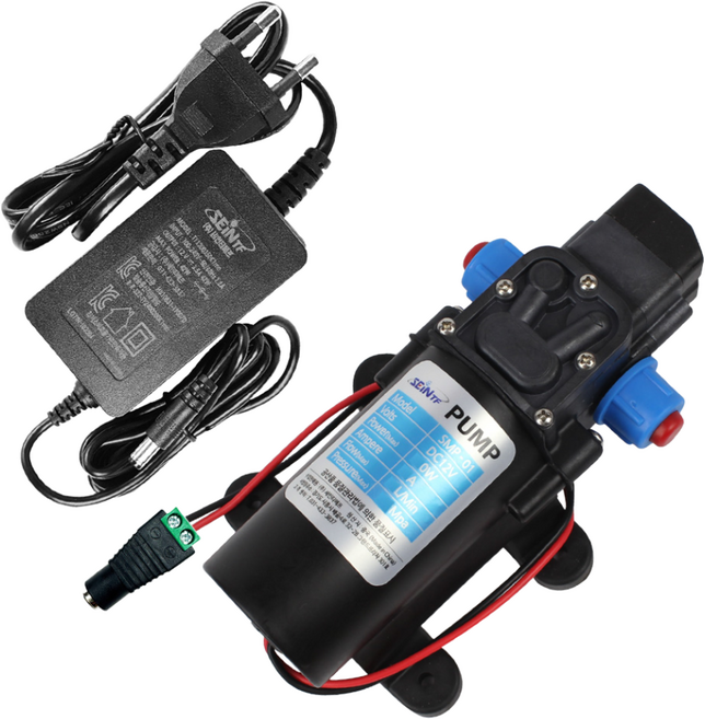 세인티에프 DC 12V 워터펌프 + 전원 연결 젠더 + 전원 아답터 세트 220V 사용가능 다이아프램펌프 물펌프, 워터펌프30W+ 전원연결젠더+전원아답터 12v3.5A