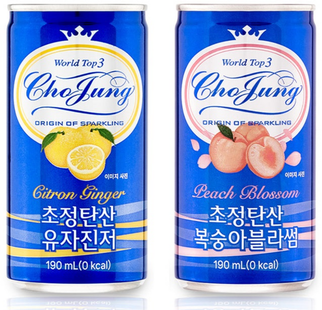 초정탄산 유자진저 복숭아블라썸 각 30캔, 60개, 190ml