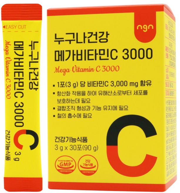 누구나건강 고함량 메가 비타민c 3000, 90g, 1개