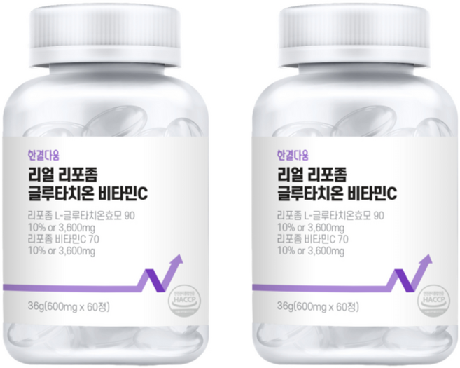 한결다움 리얼 리포좀 글루타치온 비타민C 초저분자 피쉬콜라겐, 2개, 60정