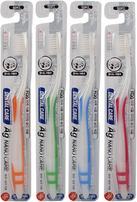 국산 나노실버칫솔4P세트 약국판매용치솔 치과용 항균칫솔 이중미세모