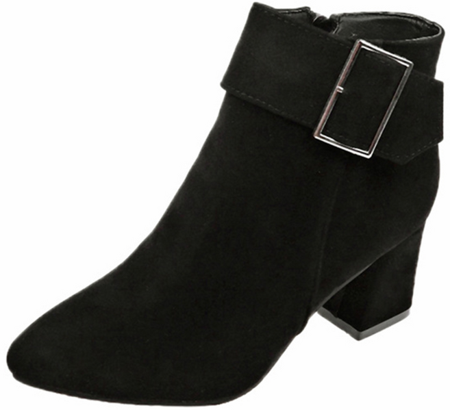 타니즈 루케 하객신발 스웨이드 키높이 버클 여성 미들 앵클부츠 (6.5cm)