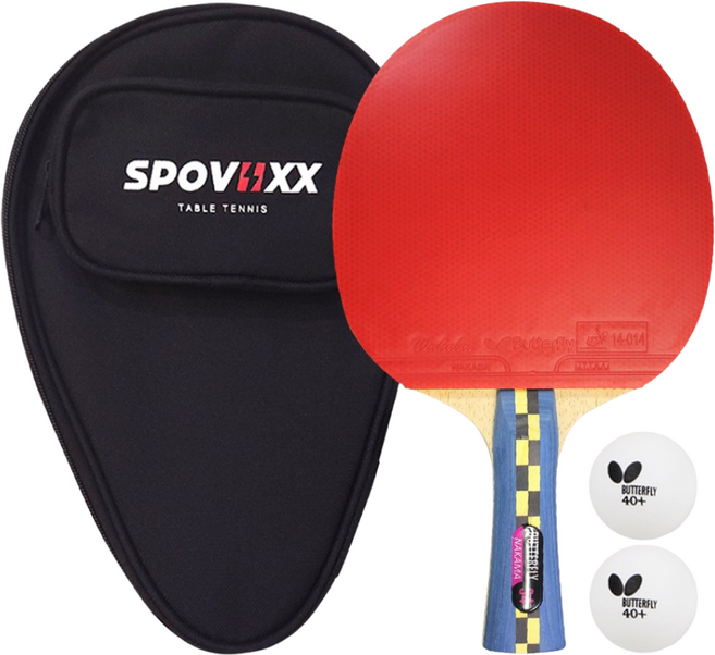 버터플라이 탁구라켓 쉐이크 핸드 양면 카본 NAKAMA S-4 + 스포빅스 케이스, 1개