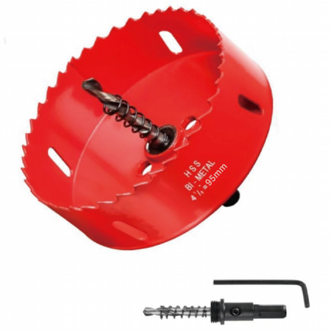 하이스 바이메탈 홀쏘 95mm 아바포함 원형 컷팅 목재 철판 석고 pvc 플라스틱 금속 목공 홀소 홀커터 홀컷터 홀캇타, 95 mm, 1개