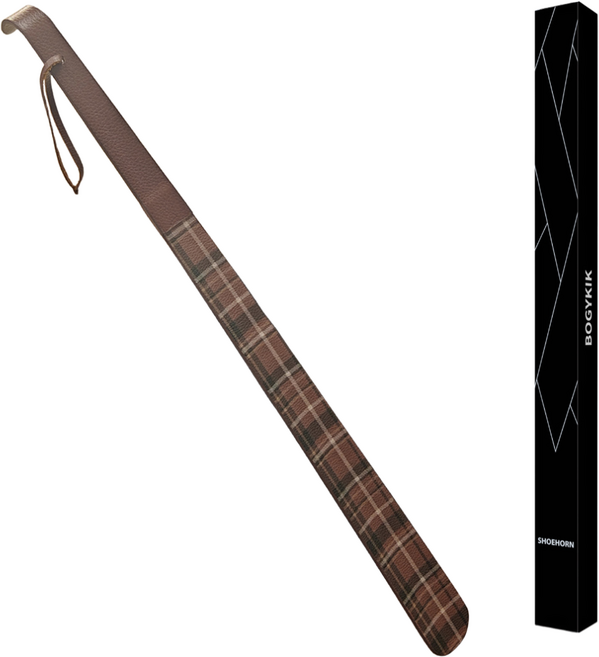 고급 순수 소가죽 수제 바느질 롱 구두주걱 | 프리미엄 맞춤 제작 | 고급 선물 포장 신발주걱 고급 구두주걱 선물용 구두주걱, 카키, 1개