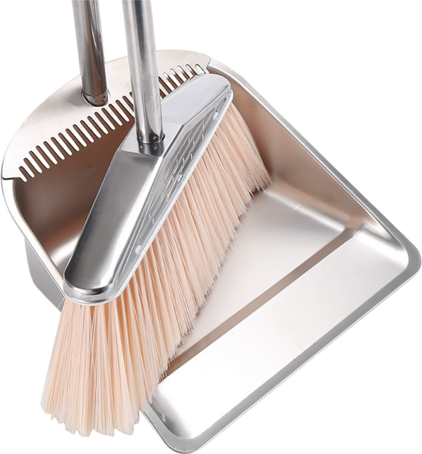 루멘마르스 스테인리스 빗자루 쓰레받기 세트 청소도구, 은빛, 1세트