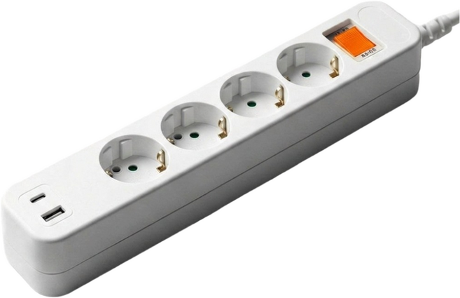 고용량 4구 멀티탭 C타입 USB 멀티콘센트, 1개, 4구 화이트, 2m