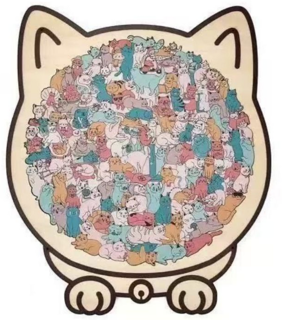 빌리네집 고양이 직소퍼즐 힐링 성인용 퍼즐 인테리어 소품 고양이굿즈 135피스, 마카롱컬러, 1개