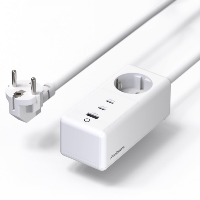 레드빈 코어 접지 4000W 멀티탭 USB C타입 포트 충전기 GaN 65W 아이폰 갤럭시 아이패드 멀티 고속충전기 RDP436, 1개, 퓨어화이트