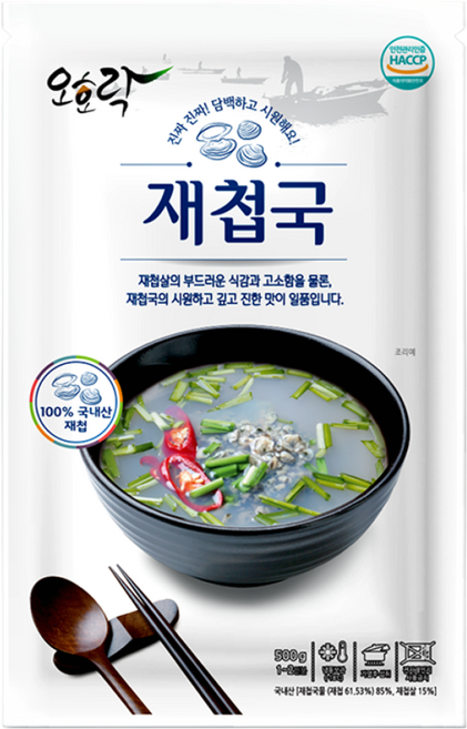 오호락 재첩국(애담과) 재첩국 사이소~ 골목에 울려퍼지는 아지매 소리의 향수를 부르는 그 맛^^, 500g, 6개