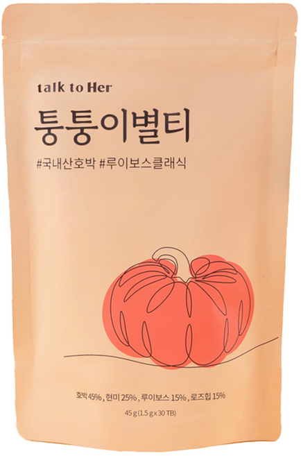 톡투허 퉁퉁이별티 임산부 선물 호박차 루이보스 현미차, 1.5g, 30개입, 1개