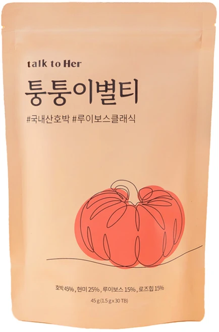 톡투허 퉁퉁이별티 임산부 선물 호박차 루이보스 현미차, 1.5g, 30개입, 1개 - 쿠팡