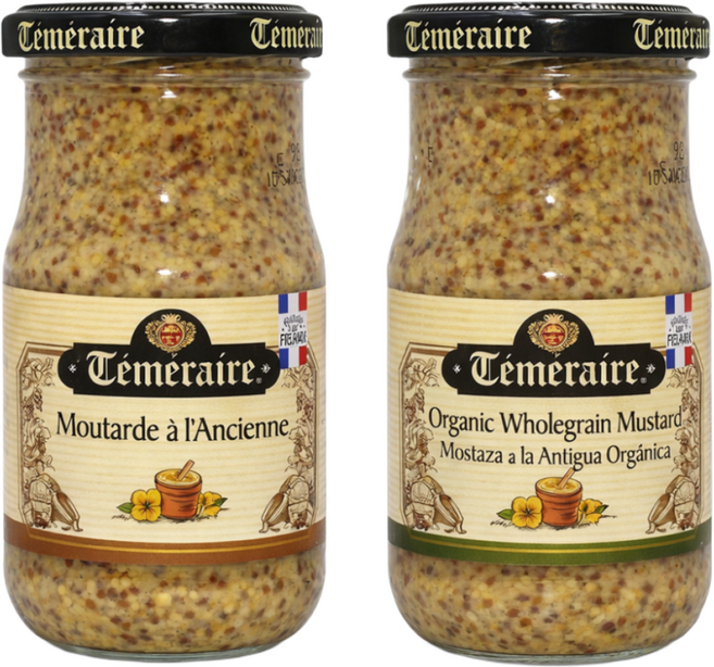 프랑스 테메레 홀그레인 머스타드 2종세트 200gx2 (일반+유기농) 스테이크 소시지용, 2개, 200g
