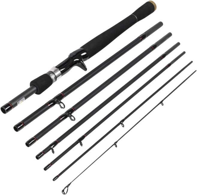 FISHHUNTER 피셔맨 ML 탄소 낚싯대 휴대용 여행용 스피닝/베이트 루어낚시대, 베이트로드, Black