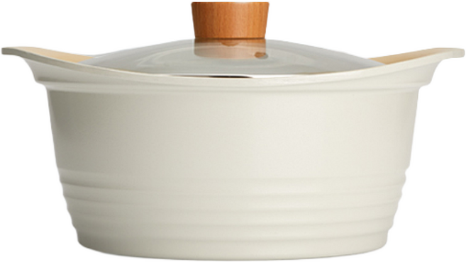 키친아트 안전한 세라믹 IH 베이지 인덕션 가스렌지 겸용 양수 전골 편수 종합 냄비 신혼 자취 선물세트, 베이직IH양수 20CM, 1개