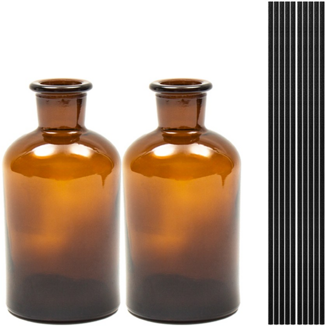 블루인쇼어 디퓨저 용기 브라운 공병 250ml 2개 스틱10개 세트, 1세트