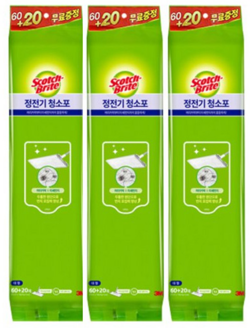 스카치브라이트 정전기 청소포 대형 30매입, 3개