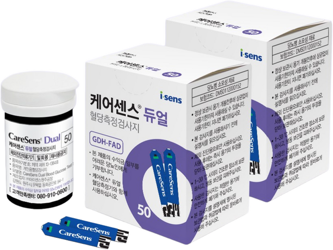 케어센스 듀얼 혈당측정검사지, 2개, 50개입