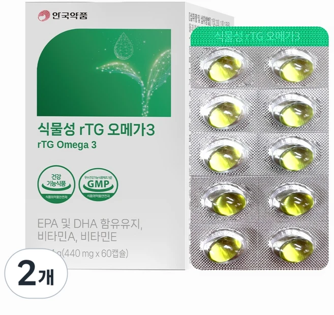 식물성 rTG 오메가, 2개, 60정 - 쿠팡