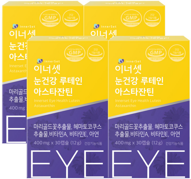 이너셋 눈건강 루테인 아스타잔틴, 30정, 4개