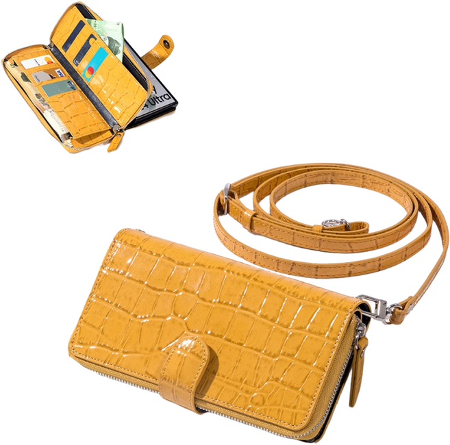 BonAtti HERES 천연소가죽 악어 지퍼 지갑 케이스+긴 크로스 줄 갤럭시 S26 플러스 울트라