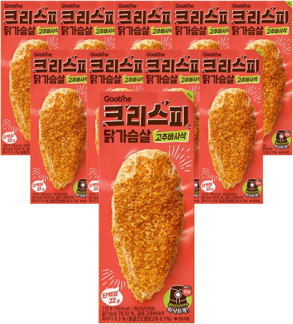 굽네 크리스피 닭가슴살 고추바사삭 110g, 10개