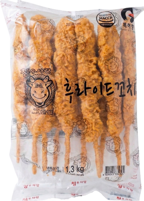 [맛난꼬꼬] 순살 후라이드 왕꼬치 (냉동), 130g, 10개