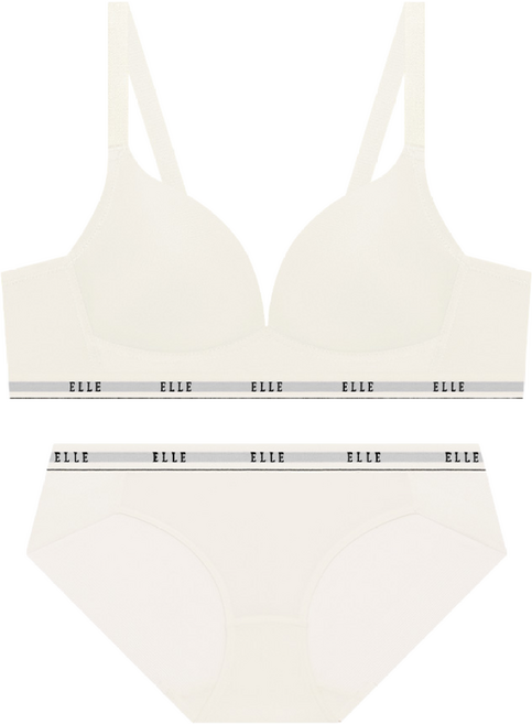 엘르이너웨어 [NEW] 에어로쿨 컴포트핏 노와이어 브라 팬티 세트 - 아이보리
