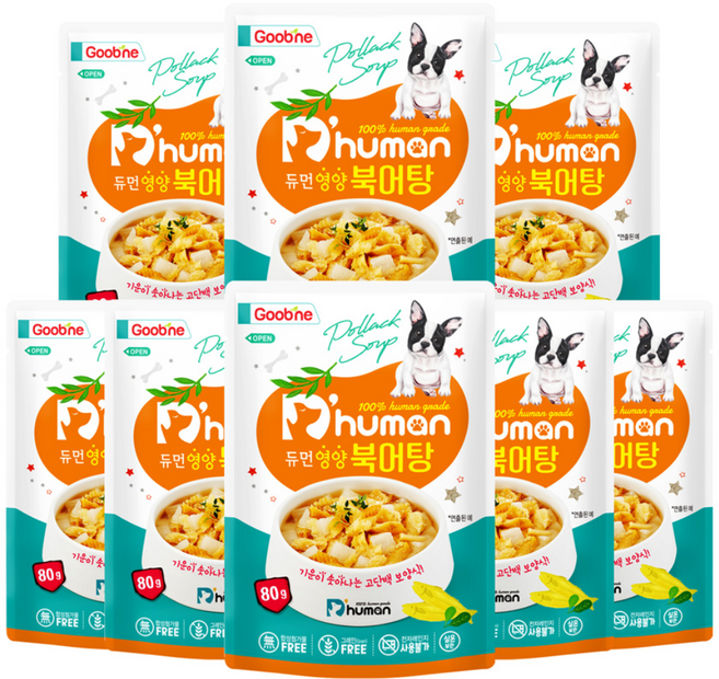 듀먼 영양 강아지 간식, 북어탕, 80g, 8개