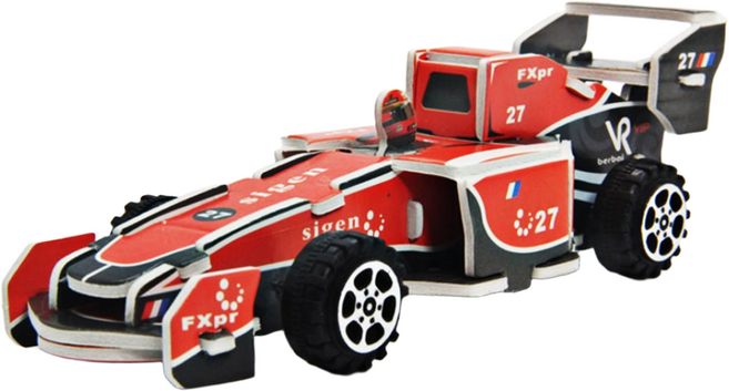 풀백 자동차 종이 입체 퍼즐 조립 3D 모형, 12.레드 레이싱카, 1개