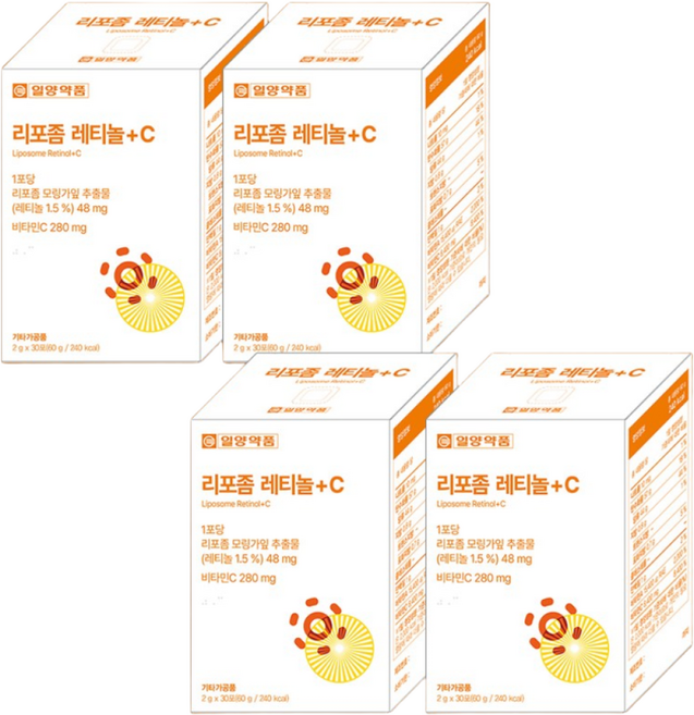 일양약품 리포좀 레티놀 + C 비타민C 모링가잎추출물 먹는레티놀 식약청인증 HACCP, 4개, 30회분