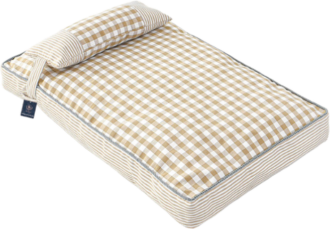 딩동펫 반려동물 홀리데이 체크 쿠션 침대, 베이지, 1개