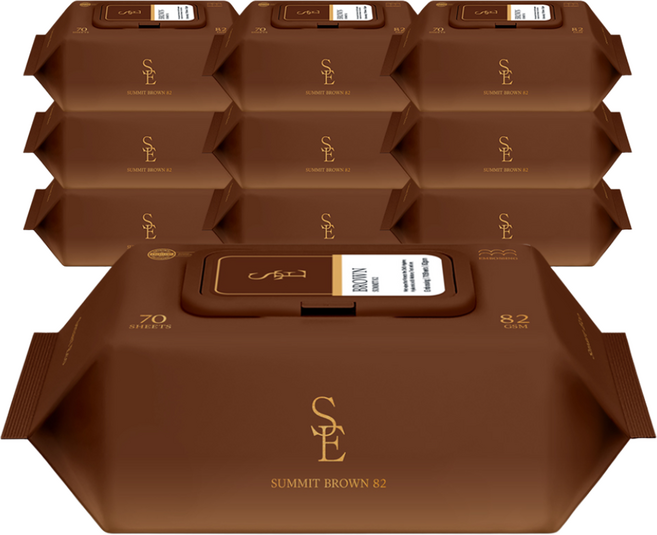 스마트에코 고평량 써밋 82g 브라운 70매 10팩 캡형 엠보 아기물티슈, 10개