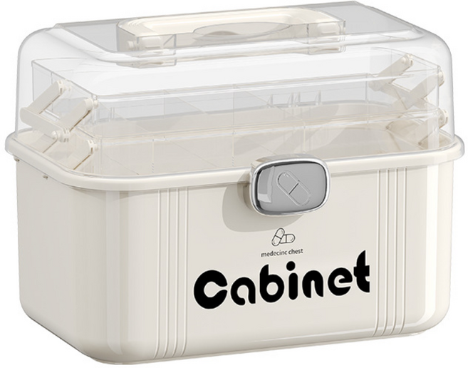 지칸디 다용도 대용량 구급 상자 케이스 3단 수납 토트 수납함 구급함, 1개, 하얀색