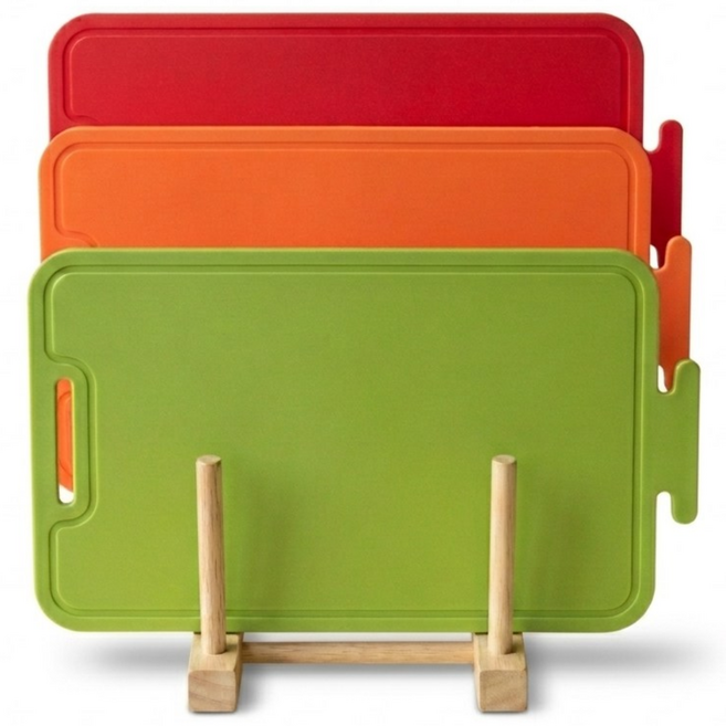 루리코리아 실리콘 도마 대형 이유식, 1개, 레드+오렌지+그린