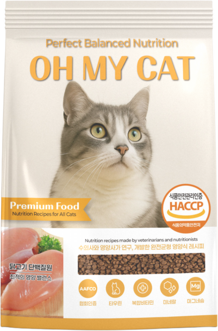 오마이캣 고양이사료 전연령 다묘가정 길냥이사료 대용량, 5kg, 1개, 닭