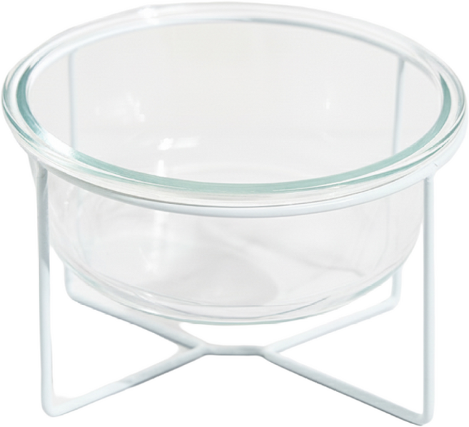 스펜서 반려동물 유리 밥그릇 + 와이어 세트 대형, 화이트, 1개