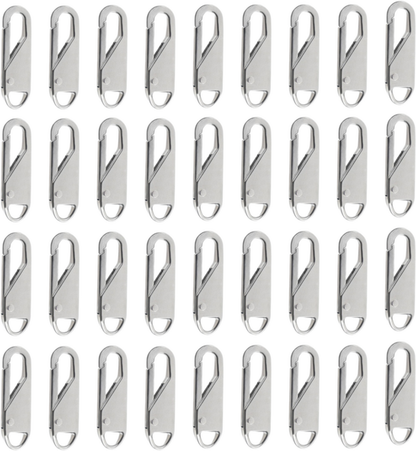 LYRHIX 지퍼 지퍼손잡이 지퍼손잡이고리 지퍼고리 자크고리 쟈크고리 탈부착지퍼, 3.7cm*1.1cm, 36개, 은색