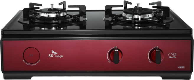 [전국설치]SK매직 2구 가스레인지 스탠딩 와인 인덕션 고화력 가스렌지 LNG, GRA-CU250R(와인)