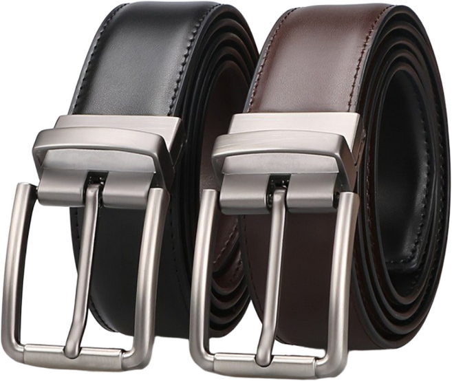 남성 소가죽 양면 벨트 비즈니스 벨트 고급 정장 벨트 단추 회전 가능 양면 사용 가능
