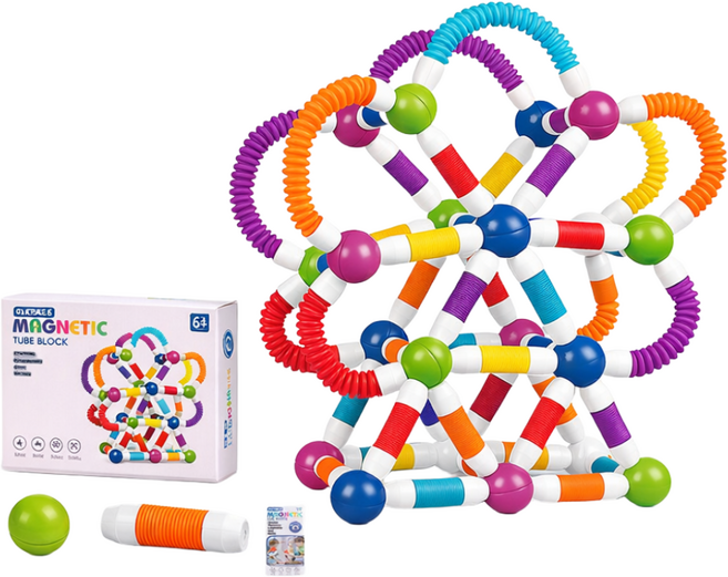 코코유 다양하게 변형되는 신축 자석 막대 블록 장난감 두뇌 발달 자석 조립 놀이 자석 블록 어린이 선물 JBB-806, 1개, 66p