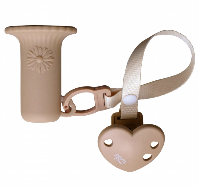 티지엠 데이지 티딩 러스크 홀더 유아용 치발기, 러스크 홀더 + 하트 홀더 + 케이스, 탠브라운, 1세트