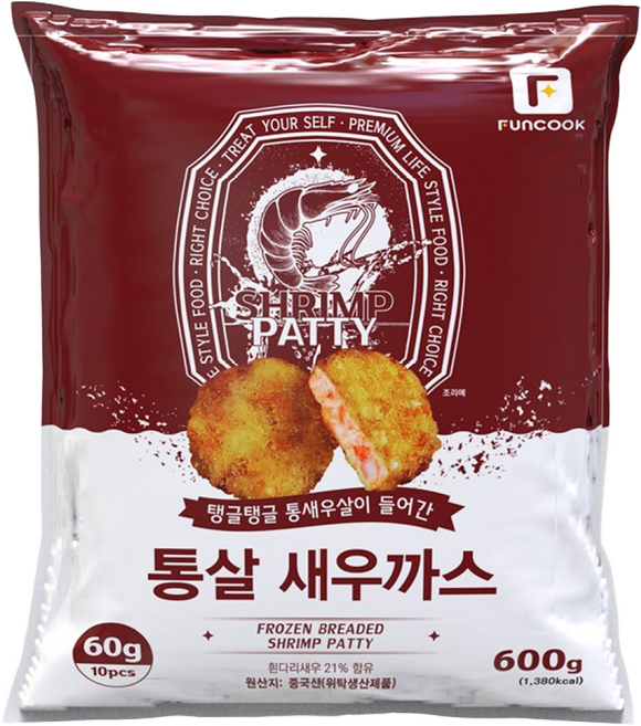 펀쿡 통살 새우까스 (60g X 10미), 1개, 600g