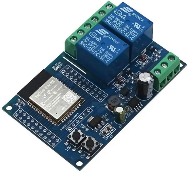 ESP32 홈 IoT 릴레이 모듈 2채널 개발보드, 보드 단품, 1개